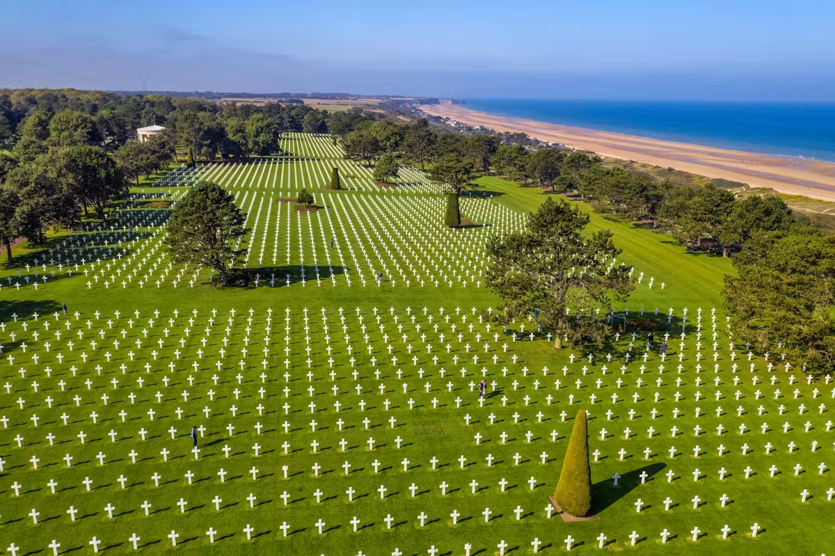 Photograph at the Normandy American Cemetery and Memorial war grave